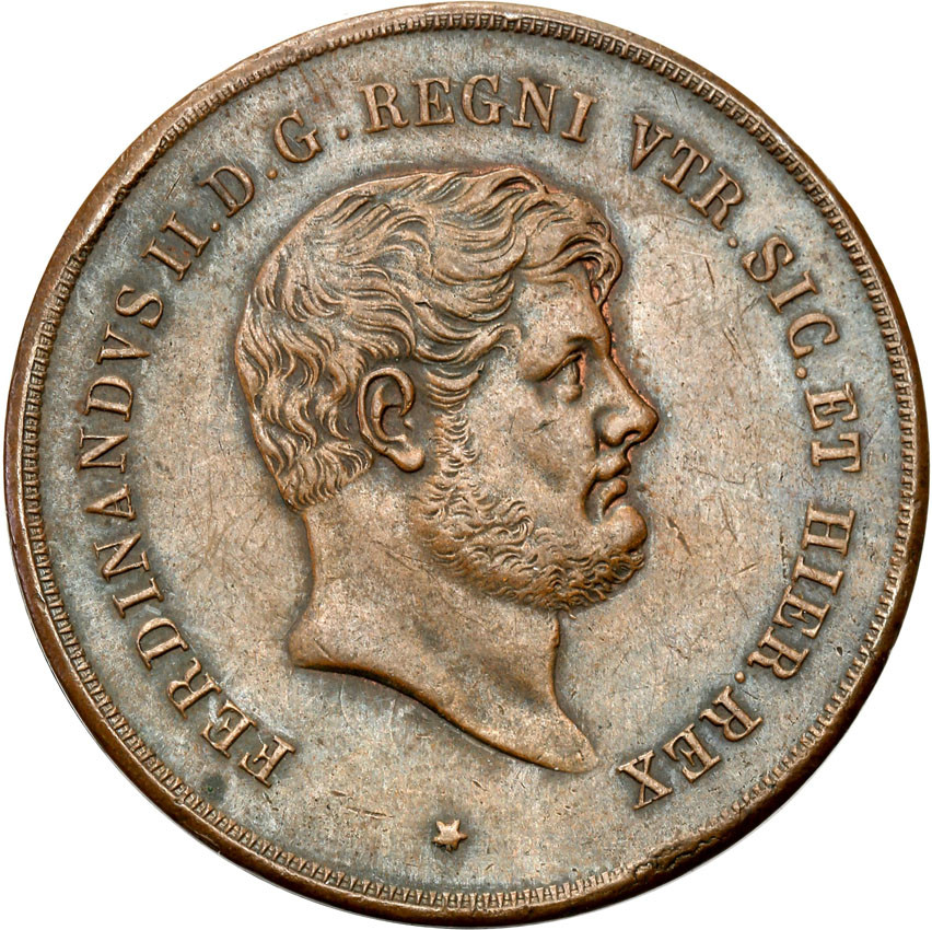 Włochy. Ferdynand II (1830-1859) 10 tornesi, 1839, Neapol
